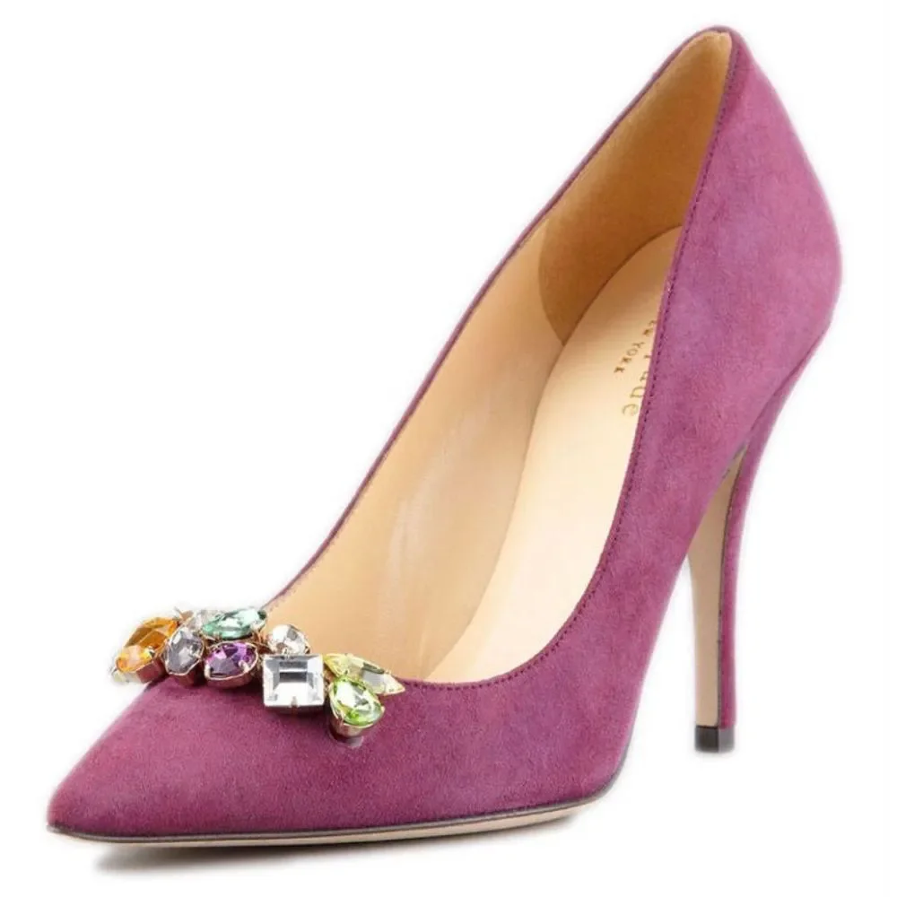 Kate Spade jeweled suede pointed-toe pump … - Picture 11 of 12